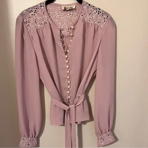 Vintage Blush Pink Embroidered Blouse